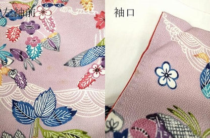 平和屋着物●上質な小紋　紅型　草花文　正絹　逸品　DABA4821az