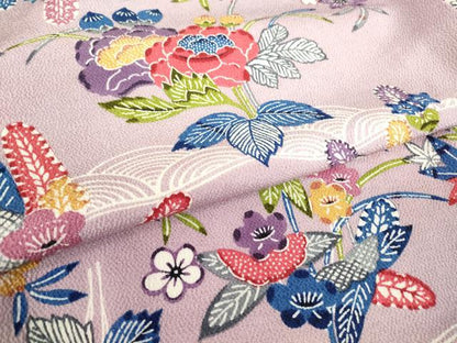 平和屋着物●上質な小紋　紅型　草花文　正絹　逸品　DABA4821az