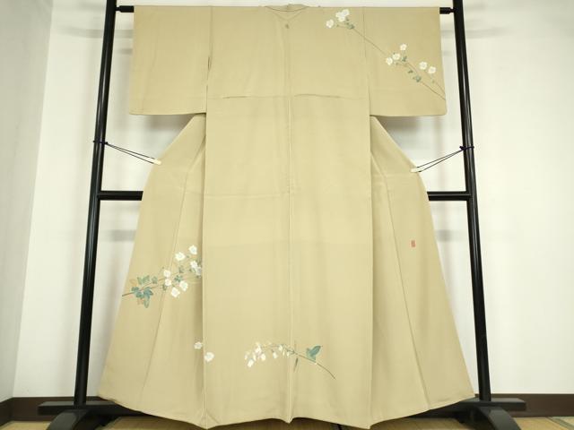 平和屋着物●京加賀糸目友禅作家　山崎巌　訪問着　枝花文　正絹　逸品　DABA4822az