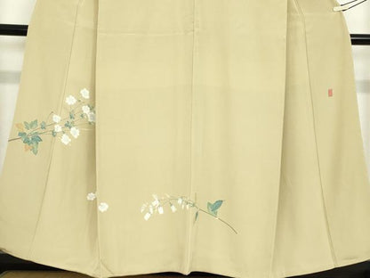 平和屋着物●京加賀糸目友禅作家　山崎巌　訪問着　枝花文　正絹　逸品　DABA4822az
