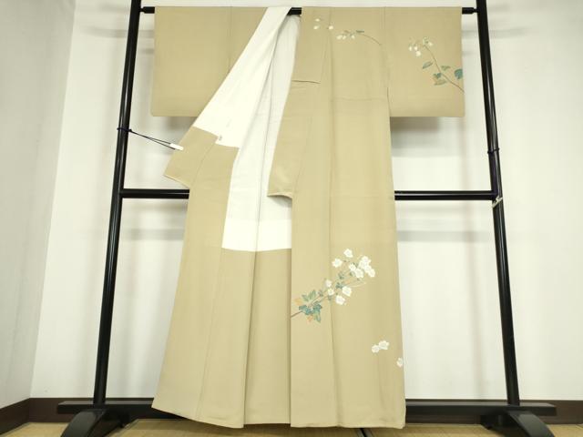 平和屋着物●京加賀糸目友禅作家　山崎巌　訪問着　枝花文　正絹　逸品　DABA4822az