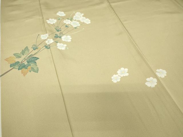平和屋着物●京加賀糸目友禅作家　山崎巌　訪問着　枝花文　正絹　逸品　DABA4822az