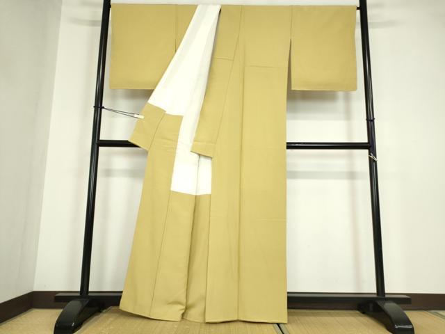 平和屋着物●上質な色無地　作家物　芥子色　正絹　逸品　未使用　DABA4823az