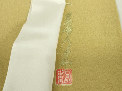 平和屋着物●上質な色無地　作家物　芥子色　正絹　逸品　未使用　DABA4823az