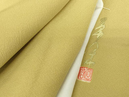 平和屋着物●上質な色無地　作家物　芥子色　正絹　逸品　未使用　DABA4823az