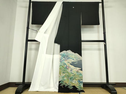 平和屋着物●本加賀友禅作家 毎田仁郎 黒留袖 茶屋辻風景松文 正絹 逸品 DABA4824az