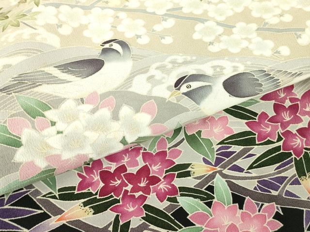平和屋着物●豪華黒留袖　友禅作家物　群鳥花文　正絹　逸品DABA4827az
