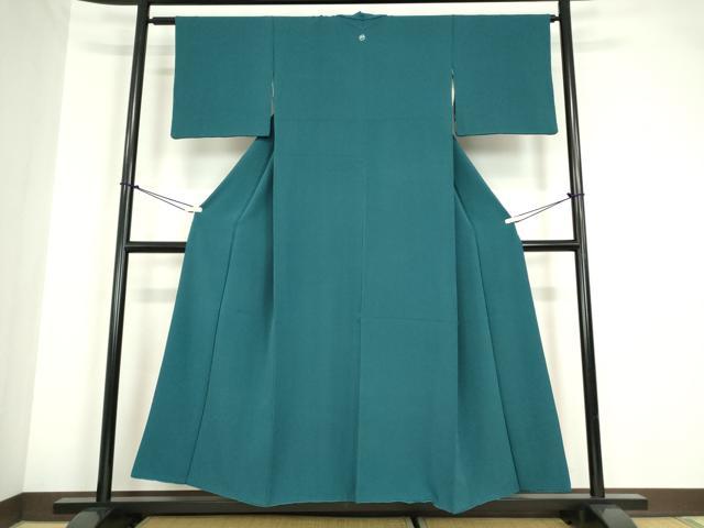 平和屋着物●ファッションデザイナー 花井幸子　色無地　高麗納戸色　鬼しぼ縮緬　正絹　逸品　DABA4829az