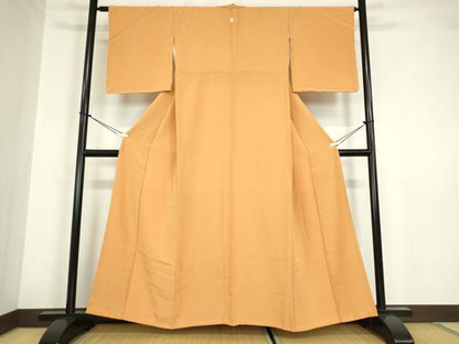 平和屋着物●上質な色無地　柑子色　正絹　逸品　未使用　DABA4830az