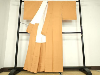 平和屋着物●上質な色無地　柑子色　正絹　逸品　未使用　DABA4830az