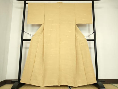 平和屋着物●上質な色無地　霞鹿の子地紋　花葉色　正絹　逸品　未使用　DABA4831az
