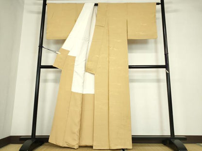 平和屋着物●上質な色無地　霞鹿の子地紋　花葉色　正絹　逸品　未使用　DABA4831az