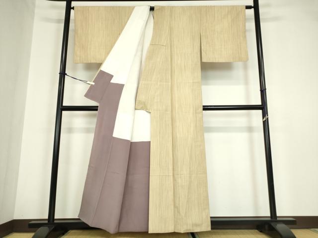 平和屋着物●上質な紬　縞　正絹　逸品　DABA4832az