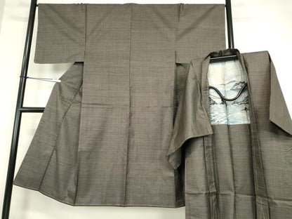 平和屋着物●男性　本場縞大島紬　アンサンブル　長羽織　100亀甲　総詰め　正絹　逸品　未使用　DABA4835az