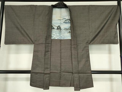 平和屋着物●男性　本場縞大島紬　アンサンブル　長羽織　100亀甲　総詰め　正絹　逸品　未使用　DABA4835az