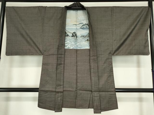 平和屋着物●男性　本場縞大島紬　アンサンブル　長羽織　100亀甲　総詰め　正絹　逸品　未使用　DABA4835az