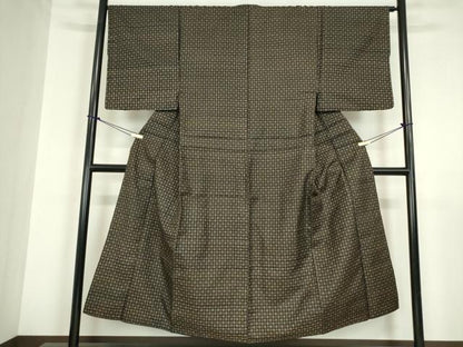 平和屋着物●男性　本場縞大島紬　アンサンブル　長羽織　絣文　正絹　逸品　DABA4837az