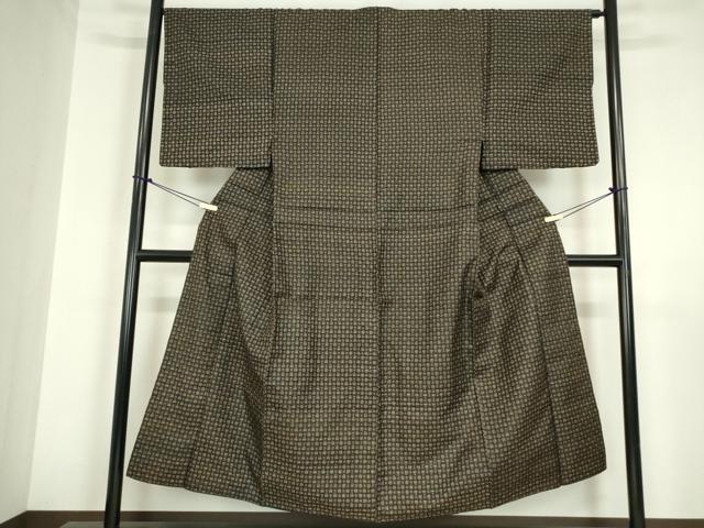 平和屋着物●男性　本場縞大島紬　アンサンブル　長羽織　絣文　正絹　逸品　DABA4837az