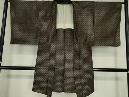 平和屋着物●男性　本場縞大島紬　アンサンブル　長羽織　絣文　正絹　逸品　DABA4837az
