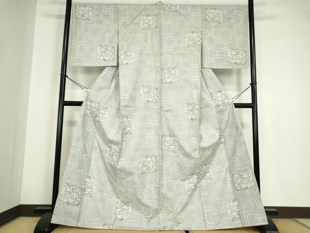 平和屋着物●本場大島紬　白大島　７マルキ　色紙重ね風景文　正絹　逸品　DABA4839az