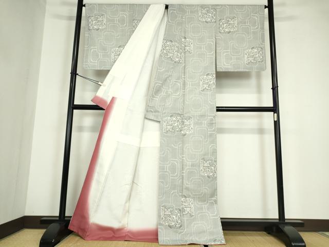 平和屋着物●本場大島紬　白大島　７マルキ　色紙重ね風景文　正絹　逸品　DABA4839az