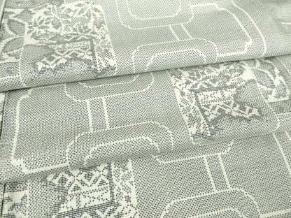 平和屋着物●本場大島紬　白大島　７マルキ　色紙重ね風景文　正絹　逸品　DABA4839az