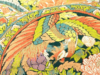 平和屋着物▼六通柄袋帯　唐織　正倉院鳳凰花文　金糸　正絹　逸品　DABA4881az