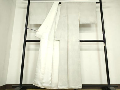 平和屋着物●上質な色無地　木目地紋　絹鼠色　正絹　逸品　DABA4883az
