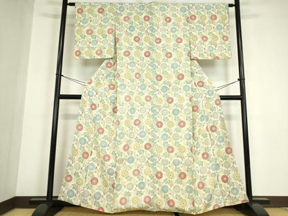 平和屋着物●上質な小紋　菊文　正絹　逸品　DABA4886az