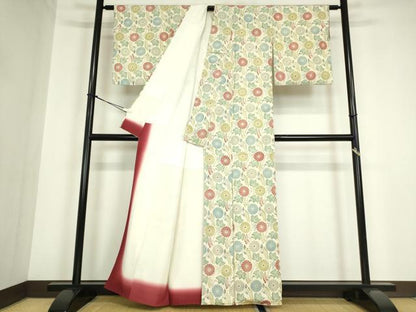 平和屋着物●上質な小紋　菊文　正絹　逸品　DABA4886az