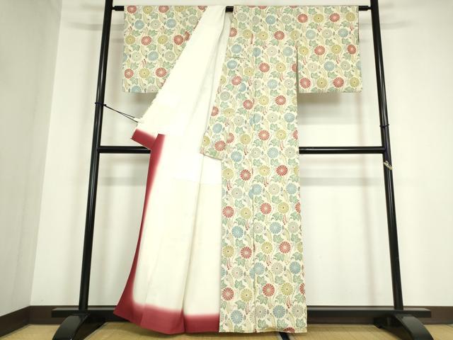 平和屋着物●上質な小紋　菊文　正絹　逸品　DABA4886az