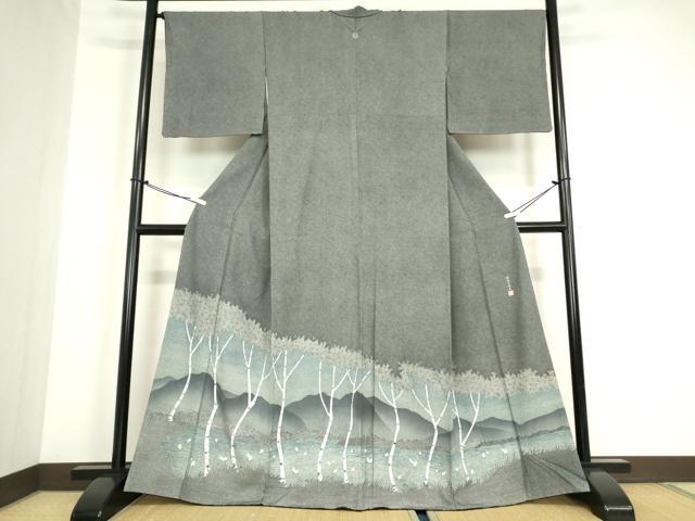 平和屋着物●江戸小紋染工房　小林染芸　小林茂徳　訪問着　江戸小紋　樹林文　さが美扱い　正絹　逸品　DABA4887az