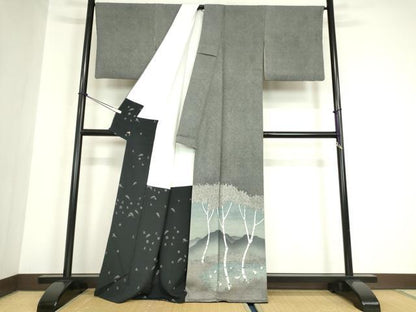 平和屋着物●江戸小紋染工房　小林染芸　小林茂徳　訪問着　江戸小紋　樹林文　さが美扱い　正絹　逸品　DABA4887az