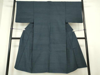 平和屋着物●男性　紬　アンサンブル　長羽織　長襦袢(袷)セット　留紺色　正絹　逸品　DABA4892az