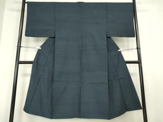 平和屋着物●男性　紬　アンサンブル　長羽織　長襦袢(袷)セット　留紺色　正絹　逸品　DABA4892az