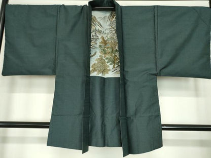 平和屋着物●男性　本場大島紬　アンサンブル　長襦袢(袷)セット　80亀甲　総詰め　正絹　逸品　DABA4893az