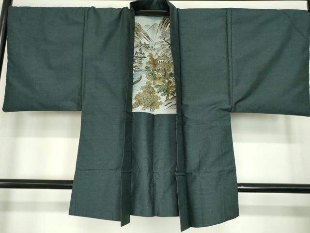 平和屋着物●男性　本場大島紬　アンサンブル　長襦袢(袷)セット　80亀甲　総詰め　正絹　逸品　DABA4893az