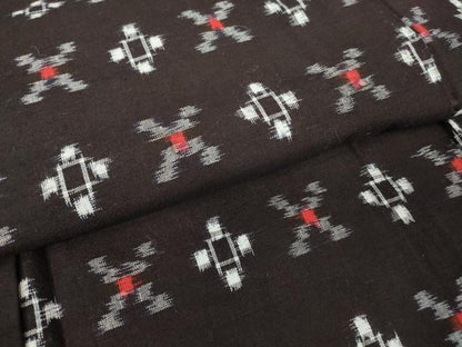 平和屋着物●久留米絣 単衣 絣文 黒地 綿 逸品 DABA4898az