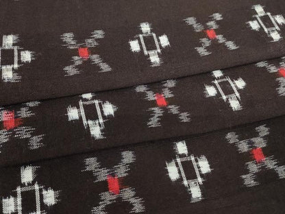 平和屋着物●久留米絣 単衣 絣文 黒地 綿 逸品 DABA4898az