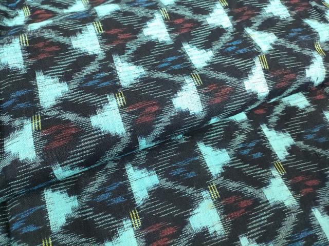 平和屋着物●久留米絣　単衣　幾何学文　綿　逸品　DABA4904az