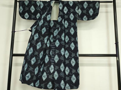 平和屋着物●久留米絣　単衣　菱文　綿　逸品　DABA4906az