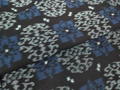 平和屋着物●久留米絣　単衣　格子花文　綿　逸品　DABA4910az