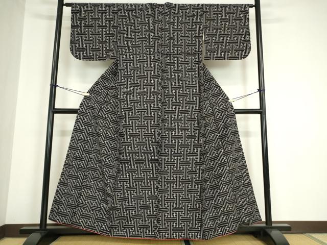 平和屋着物●久留米絣　秋名バラ柄　綿　逸品　DABA4911az