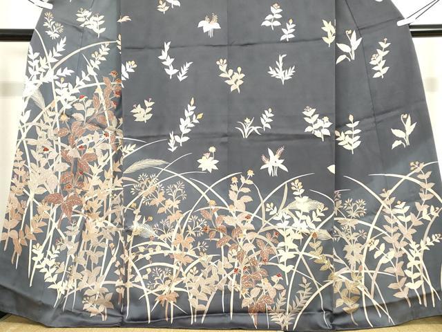 平和屋着物●訪問着 刺繍 草花文 暈し染め 金彩 正絹 逸品 DABA4914az