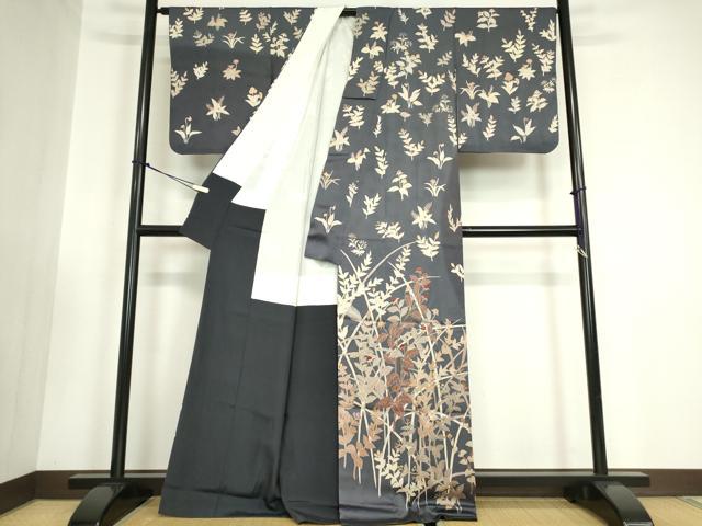 平和屋着物●訪問着 刺繍 草花文 暈し染め 金彩 正絹 逸品 DABA4914az