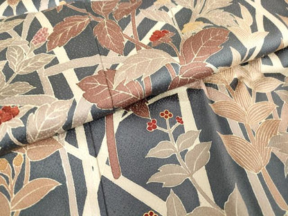 平和屋着物●訪問着 刺繍 草花文 暈し染め 金彩 正絹 逸品 DABA4914az