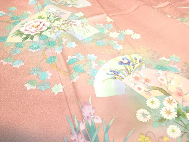 平和屋着物●豪華振袖　手描友禅　作家物　地紙花文　正絹　逸品　DABA4916az