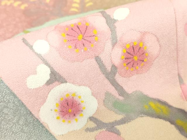 平和屋着物●豪華振袖　手描友禅　作家物　地紙花文　正絹　逸品　DABA4916az