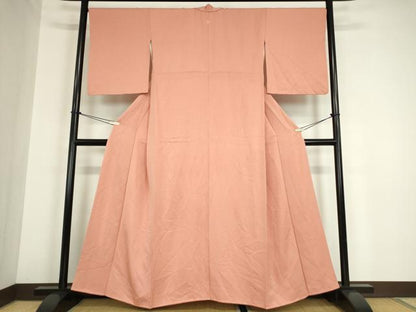 平和屋着物●上質な色無地　霞地紋　ときがら茶色　正絹　逸品　DABA4918az