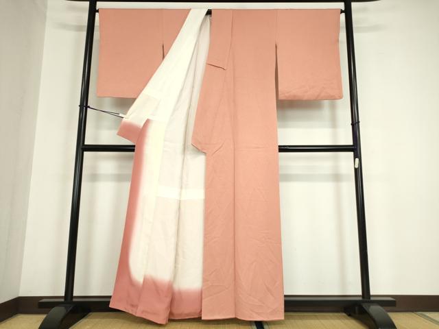 平和屋着物●上質な色無地　霞地紋　ときがら茶色　正絹　逸品　DABA4918az